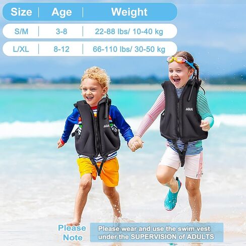 Inflatable Vest for Kids, AGUG Toddler Swim Vest with Adjutable Waist Straps Snorkeling Jackets Boys & Girls Child Swimming Pool Vest Buoyancy Swimsuit for Paddle Boating Beach Swimwear in Saudi Arabia