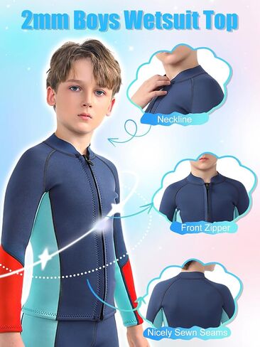 Kids Wetsuit Top Boys Wetsuit Jacket 2mm Keep Warm in Cold Water Wet Suit Top Toddler T4 3T Scuba Diving Snorkeling Swimming Paddle Boarding Kayaking in Saudi Arabia