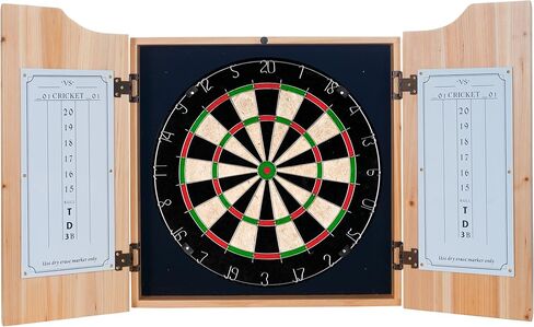 Trademark Global Dart Board Cabinet Set - University of Iowa Dart Board with 6 Steel Tip Darts, Scoreboard, Hanging Wood Cupboard in Saudi Arabia
