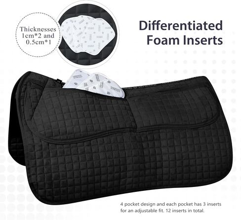 Harrison Howard Diamond Quilted Western Saddle Pad Adjustable Foam Inserts and 4 Pockets Horse Riding Pad with Added Cushioning and Comfort in Saudi Arabia