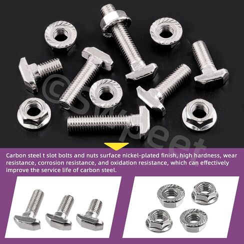 Swpeet 80Pcs 4 Sizes European Standard 20 Series M5 x 10/12/16/20mm T Slot Drop-in Bolt and Nickel M5 Flange Nut Assortment Kit, Thread T Slot, Drop-in Bolt T-Bolt, Hammer Head Bolt, T Screw Stud in Saudi Arabia