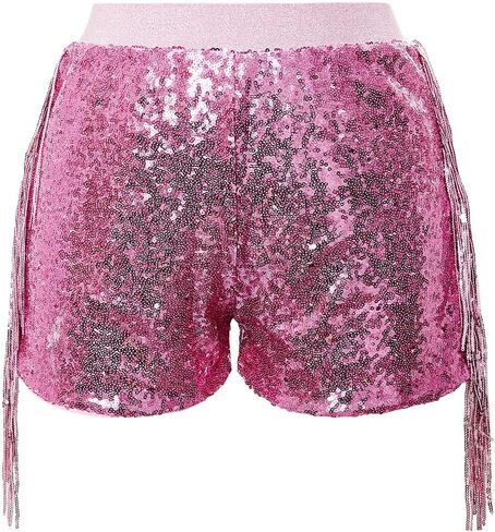 Women Shorts Tessel Sequin Sparkle Short Pants Ladies Birthday Party Shorts Halloween Clothes in Saudi Arabia