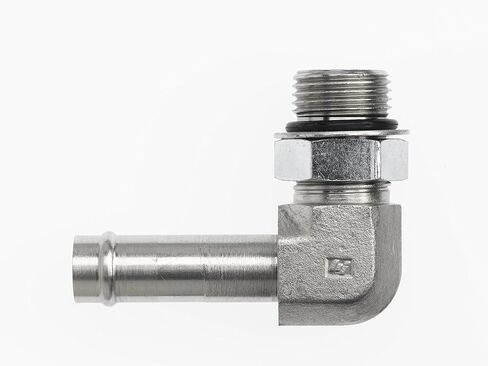 Brennan Industries 4601-05-06-NWO-FG محول كوع من الفولاذ المطروق 90 ​​درجة، حلقة دائرية لغسالة الجوز، 9/16 بوصة - 18 خيط AORB، قضيب خرطوم 5/16 بوصة × 9/16 بوصة - 18 ذكر قابل للتعديل رينغ بوس، حذاء مسطح 0.562 بوصة in Saudi Arabia