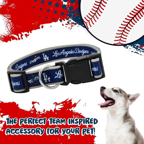 طوق MLB PET للكلاب من لوس أنجلوس دودجرز، صغير. طوق فريق البيسبول للكلاب والقطط. طوق للكلاب والقطط لامع وملون مرخص من MLB in Saudi Arabia