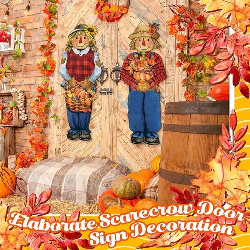 2 جهاز كمبيوتر شخصى سقوط فزاعة معلقة علامة سقوط خشبية ترحيب ديكور فزاعة باب علامة الخريف ديكور المنزل الشكر فزاعة ديكور لخريف الحصاد الشكر ديكور المنزل 26.4 × 9.7 بوصة in Kuwait