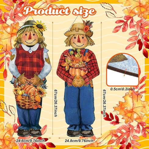 2 جهاز كمبيوتر شخصى سقوط فزاعة معلقة علامة سقوط خشبية ترحيب ديكور فزاعة باب علامة الخريف ديكور المنزل الشكر فزاعة ديكور لخريف الحصاد الشكر ديكور المنزل 26.4 × 9.7 بوصة in Kuwait