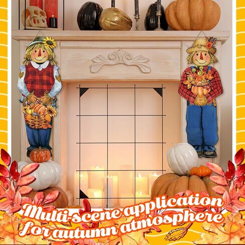 2 جهاز كمبيوتر شخصى سقوط فزاعة معلقة علامة سقوط خشبية ترحيب ديكور فزاعة باب علامة الخريف ديكور المنزل الشكر فزاعة ديكور لخريف الحصاد الشكر ديكور المنزل 26.4 × 9.7 بوصة in Kuwait