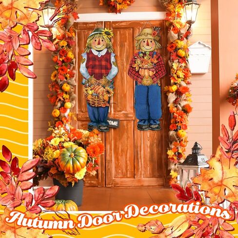2 جهاز كمبيوتر شخصى سقوط فزاعة معلقة علامة سقوط خشبية ترحيب ديكور فزاعة باب علامة الخريف ديكور المنزل الشكر فزاعة ديكور لخريف الحصاد الشكر ديكور المنزل 26.4 × 9.7 بوصة in Kuwait