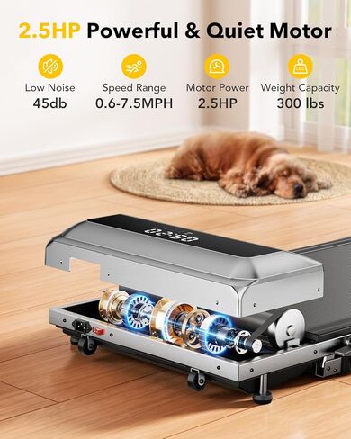 Walking Pad Under Desk Treadmill with Incline and Handle Bar, 2 in 1 Folding Treadmill for Home/Office Small, Portable Compact Treadmill with Remote Control, APP & LED Display 300LBS Capacity in Saudi Arabia