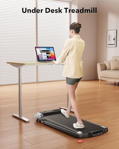 Walking Pad Under Desk Treadmill with Incline and Handle Bar, 2 in 1 Folding Treadmill for Home/Office Small, Portable Compact Treadmill with Remote Control, APP & LED Display 300LBS Capacity in Saudi Arabia