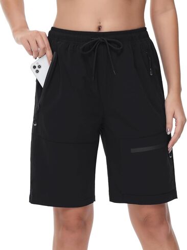 HOW'ON Women's Hiking Cargo Shorts Lightweight Quick Dry Summer Shorts for Travel Camping Athletic Golf with Zipper Pockets in Saudi Arabia
