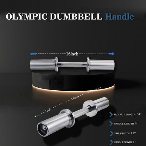 16" Olympic Dumbbell Handle Pair - Solid Adjustable Dumbbell Bars With Spring Collars 2'' Can Load(150LB/350LB), Suitable For Home Gym Exercise in Kuwait