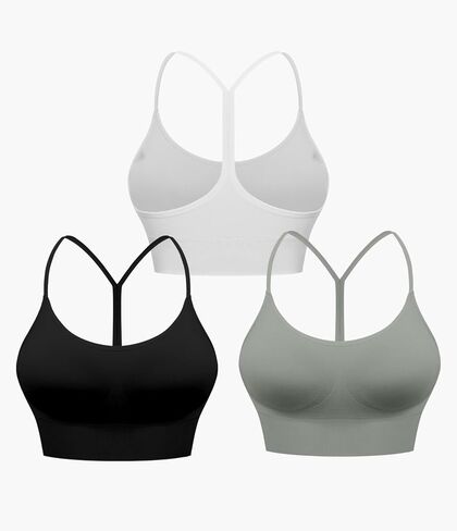 Comper Sports Bra for Women Low Support Y Back Workout Bras Sexy Spaghetti Thin Straps Yoga Bras with Removable Pads in Kuwait