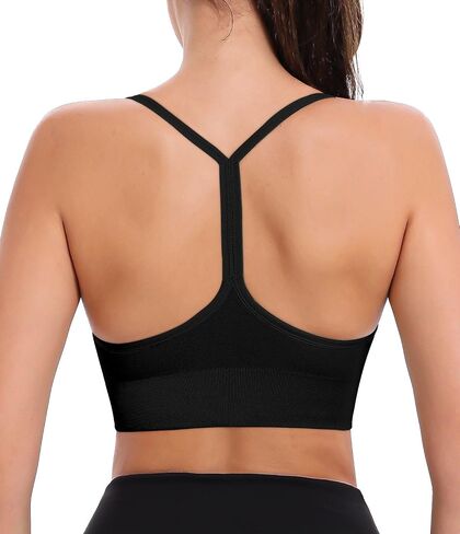 Comper Sports Bra for Women Low Support Y Back Workout Bras Sexy Spaghetti Thin Straps Yoga Bras with Removable Pads in Kuwait