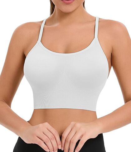 Comper Sports Bra for Women Low Support Y Back Workout Bras Sexy Spaghetti Thin Straps Yoga Bras with Removable Pads in Kuwait
