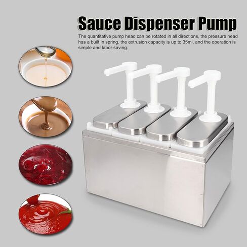 Zerodis Sauce Dispenser Pump, Stainless Steel Sauce Pump Dispenser Condiment Pump Dispenser for Salad Jam Seasoning Sauce Squeeze(4 Pumps) in Saudi Arabia