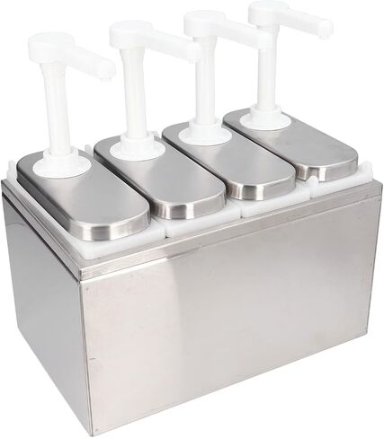 Zerodis Sauce Dispenser Pump, Stainless Steel Sauce Pump Dispenser Condiment Pump Dispenser for Salad Jam Seasoning Sauce Squeeze(4 Pumps) in Saudi Arabia