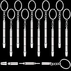 10 Pcs Eyeglass Screwdriver, 4 in 1 Alloy Tiny Screwdriver Set, Glasses Repair Kit with Screws, Glasses Tightening Kit for Eyeglasses, Sunglasses, Watches, Jewelry - Silver