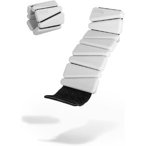 Fitness Kit of 2 Weights Bracelets of 1.10 lbs Each of Acer in Soft White Silicone to Add Resistance on Wrists and Ankles, for pilates classes