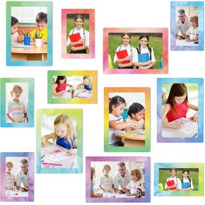 12 Pcs Gradient Magnetic Picture Frame 4 x 6 Inch, 4 x 2.5 Inch for Refrigerator Magnetic Photo Frames Magnetic Photo Holders for Locker Photo Display Sleeves, 6 Styles (Morandi Color)