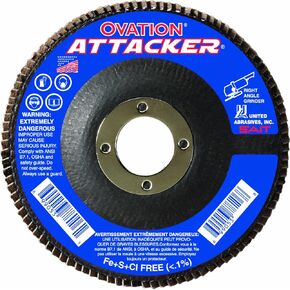 United Abrasives- SAIT 76209 Ovation Attacker Flap Disc, 4-1/2 x 7/8 Z 80x, 10 Pack