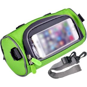 Waterproof Bicycle Handlebar Bag with Transparent Pouch and Adjustable Strap High-capacity Cycling Front Pack (Pink)