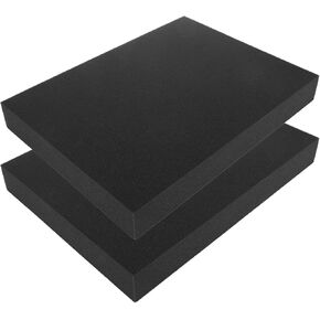 2PCS Polyurethane Foam Sheet, 16 x 12 Inch Tool Box Foam Inserts for Toolbox Camera Storage and Crafts, 2 Inch Thick Black Foam Padding Cuttable Cushion Foam Packing Pads
