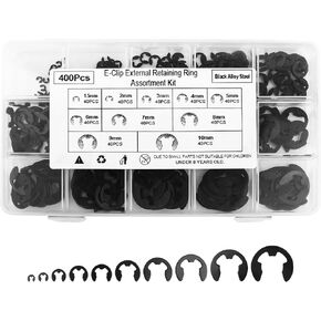 400PCS Car Retaining Rings,Alloy Steel E Clips Assortment Kit with 10 Size (M1.5 M2 M3 M4 M5 M6 M7 M8 M9 M10),External Snap Ring Kit Retaining Washers Car Accessories for Car Truck SUV