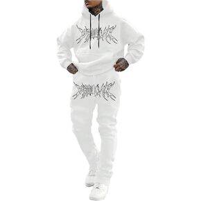 GORGLITTER Men's Graphic Track Suits 2 Piece Set Long Sleeve Hoodie and Sweatpants Set