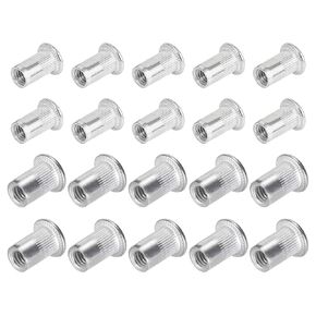 uxcell Rivet Nuts - M5 Metric Aluminium and M6 Metric Aluminum Alloy Flat Head Insert Nuts, Silver Tone, Pack of 200