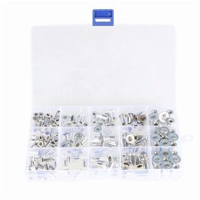 150Pcs SAE Rivet Nuts Kit Aluminum Rivet Nuts Assortment Kit Flat Head Threaded Insert Nut