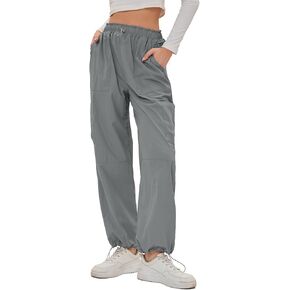 Bloggerlove Womens Cargo Pants Wide Leg Jogger Y2K Parachute Drawstring Waist Casual Baggy Pant with Pockets Trendy in Kuwait
