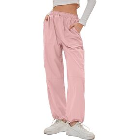 Bloggerlove Womens Cargo Pants Wide Leg Jogger Y2K Parachute Drawstring Waist Casual Baggy Pant with Pockets Trendy