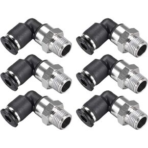 uxcell Push To Connect Tube Fitting Male Elbow 4mm Tube OD X 1/8NPT Thread Pneumatic Air Push Fit Lock Fitting 6pcs