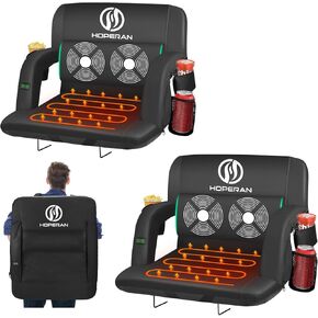 HOPERAN Massage Heated Stadium Seats for Bleachers with Back Support & Lumbar Pillow, 3 Level Heating & 6 Modes Massage Portable Heated Stadium Chairs for Bleachers