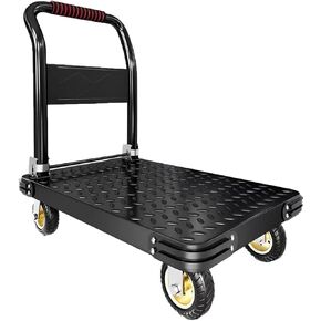 Platform Trucks Industrial Trolley 35.4X 23.6 inches Portable Moving Cart Large Flatbed with Wheels 2425 lb. Load Capacity (35.4", Black)