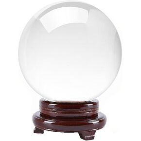 Amlong Crystal Clear Crystal Ball 8 inch (200mm) Diameter with Wooden Stand