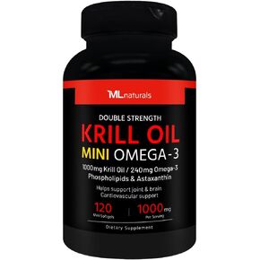 Krill Oil Mini Omega 3 1000 mg, 120 Softgels.