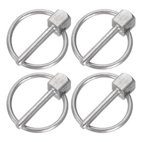 uxcell 4Pcs 1/8" x 1-3/8" Linch Pin with Ring, Stainless Steel Round Linch Pins for Boat Kayak Canoe, Trailer Trolley Trucks Mower, Silver