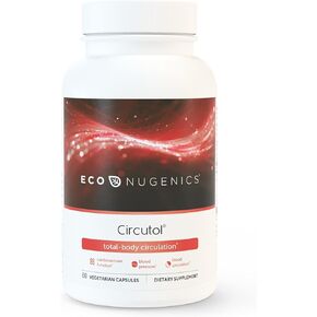 EcoNugenics Circutol Blood Pressure Supplement for Heart Support with Nattokinase, Hawthorn Extract, L-Carnitine, Salvia Root, Reishi, and Cordyceps Mushrooms - 60 Capsules