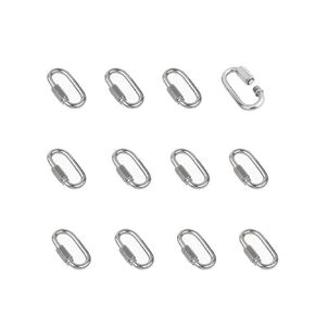 12 Pcs M3.5 Stainless Steel Chain and Rope Quick Coupler Links, High Strength and Large Load-Bearing Locking Carabiner Connector Snaps, 1.5"(L) x 0.8"(w), Link Diameter 0.14"