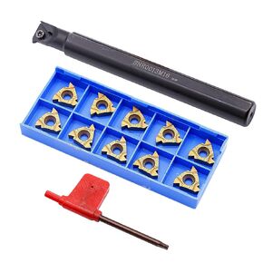 BestParts 1/2" SNR0013M16 Lathe Threading Boring Bar Turning Tool Holder with 10pcs 16IR AG60 Carbide Turning Insert, 1 Wrench