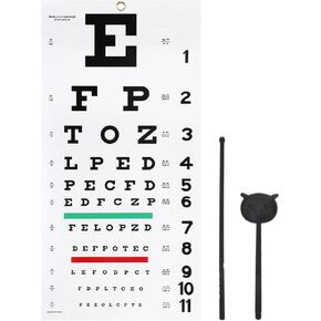 Eye Chart, Complete Snellen Eye Exam Kit, for Eye Exams 20 Feet 22×11 Inches Low Vision Eye Test Charts with Eye Occluder and Pointer
