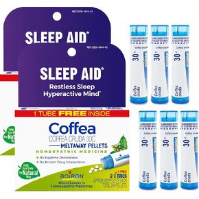Boiron Coffea Cruda 30C - 6 Total Tubes Bundle - Homeopathic Sleep Aid for Restless Sleep, Mental Hyperactivity, Racing Thoughts, and Difficulty Sleeping