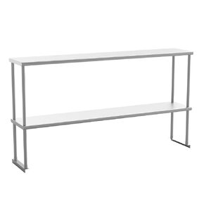 Flash Furniture Reese Commercial Metal Double Kitchen Overshelf, Two-Tier, Adjustable Shelf, 430 Stainless Steel, 18 Gauge, NSF Certified, 48" x 12"