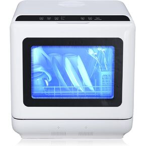 Countertop Dishwasher,Mini Dishwasher with 4.5L Water Tank,Dual Sprays,5 Programs,149℉ High Temp & PTC Hot Air Dry,Portable Dishwashers for RVs & Apartments