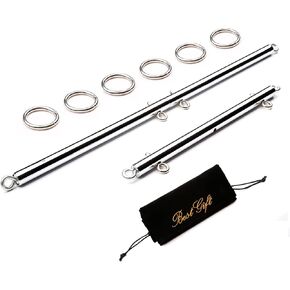 TMEOIIPY 2 Pcs Silver Adjustable Spreader Bar Set,3 Sections can be Adjusted Freely,Spreader Bar with Flocking Bag Aid Training Fitness Gear,Home Gyms Yoga Gifts