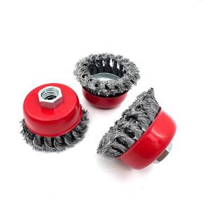 3" Twisted Knotted Wire Wheel for Angle Grinder, Wire Brush for Grinder, Rust Removal, 3PCS