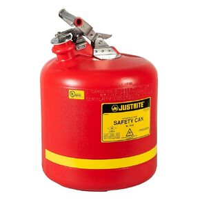 Justrite 14561 5-Gallon, 12.75" O.D x 16.00" H Red Type I Safety Can with Stainless Steel Trim