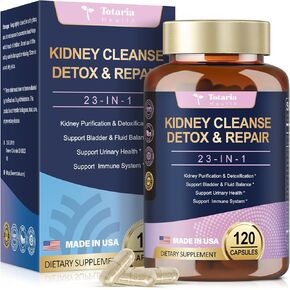 Kidney Cleanse Detox & Repair Capsules 120 Counts, 23 IN 1 Kidney Support Supplement Extra Strength with Chanca Piedra, Cranberry Supports Liver & Kidney Function Stone Breaker Dissolve Bladder Health